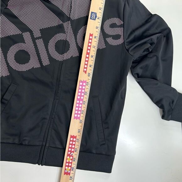 Adidas Pink Black Track Zipper Pocket Jacket Youth Girls Medium - Picture 6 of 7